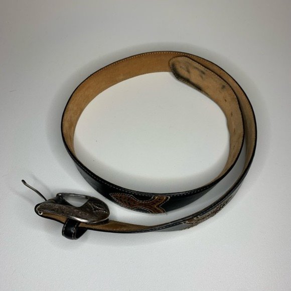 Justin Boots Black and Brown Leather Belt